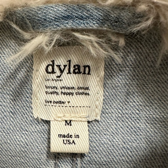 Dylan Denim Trucker Jacket M Sherpa Collar faux fur jean button up - Picture 8 of 8